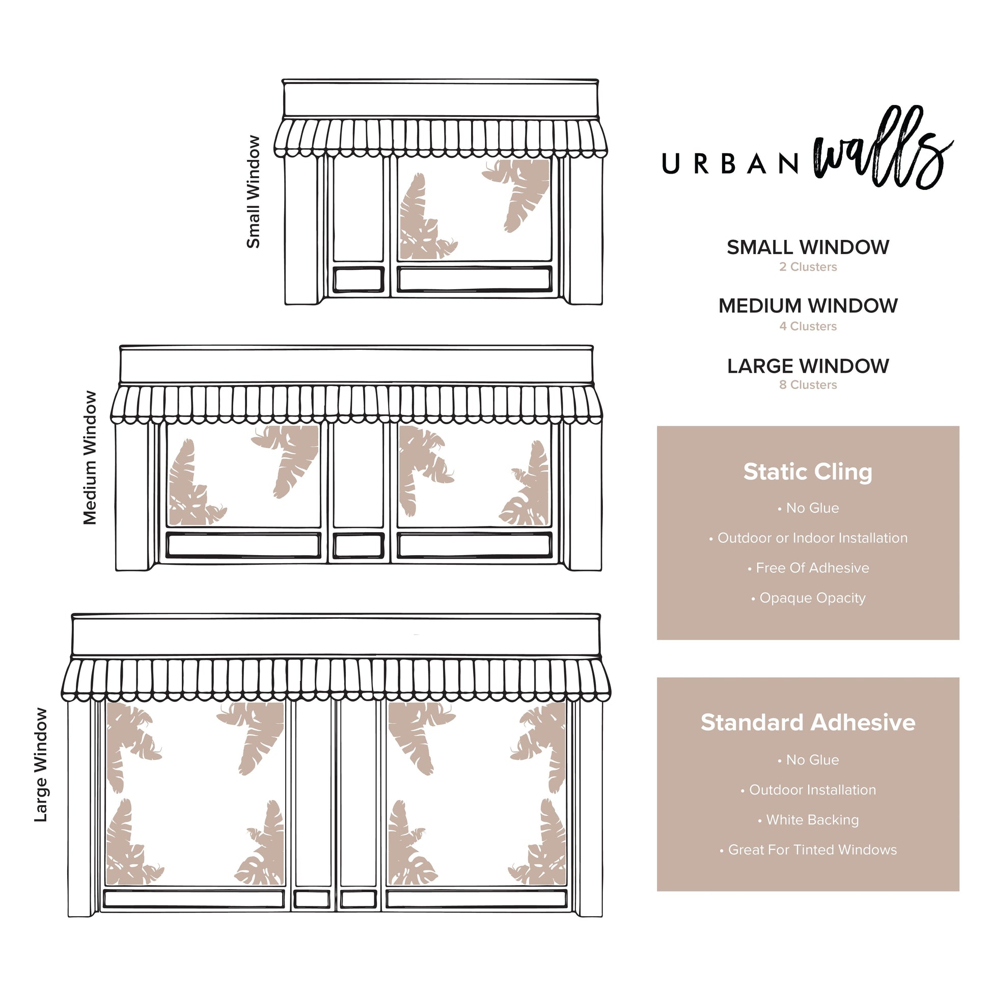 Tropic Leaves Window Decals Decals Urbanwalls