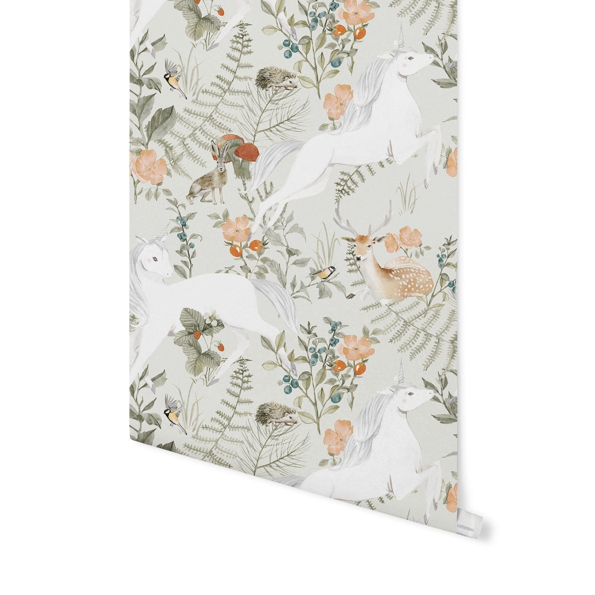Unicorn Peel and Stick Wallpaper Wallpaper Urbanwalls Standard Wall Sage Green DOUBLE ROLL : 46" X 8 FEET