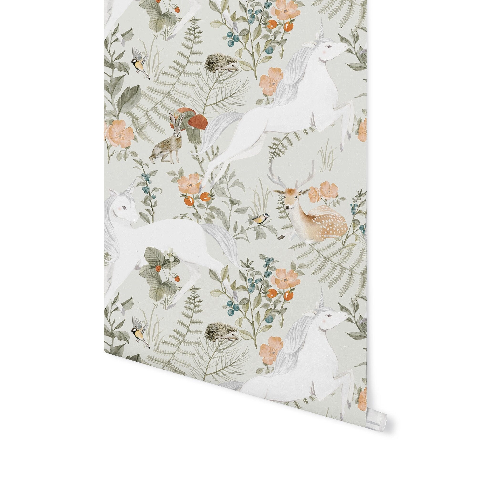 Unicorn Peel and Stick Wallpaper Wallpaper Urbanwalls Standard Wall Sage Green DOUBLE ROLL : 46" X 8 FEET
