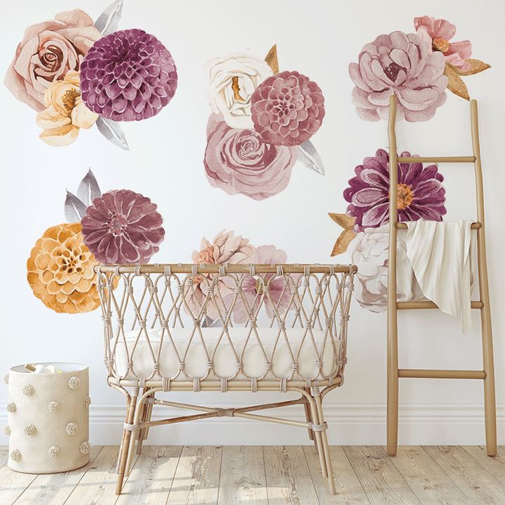 Victoria Floral Wall Decal Clusters Decals Urbanwalls Textured Wall Half Order