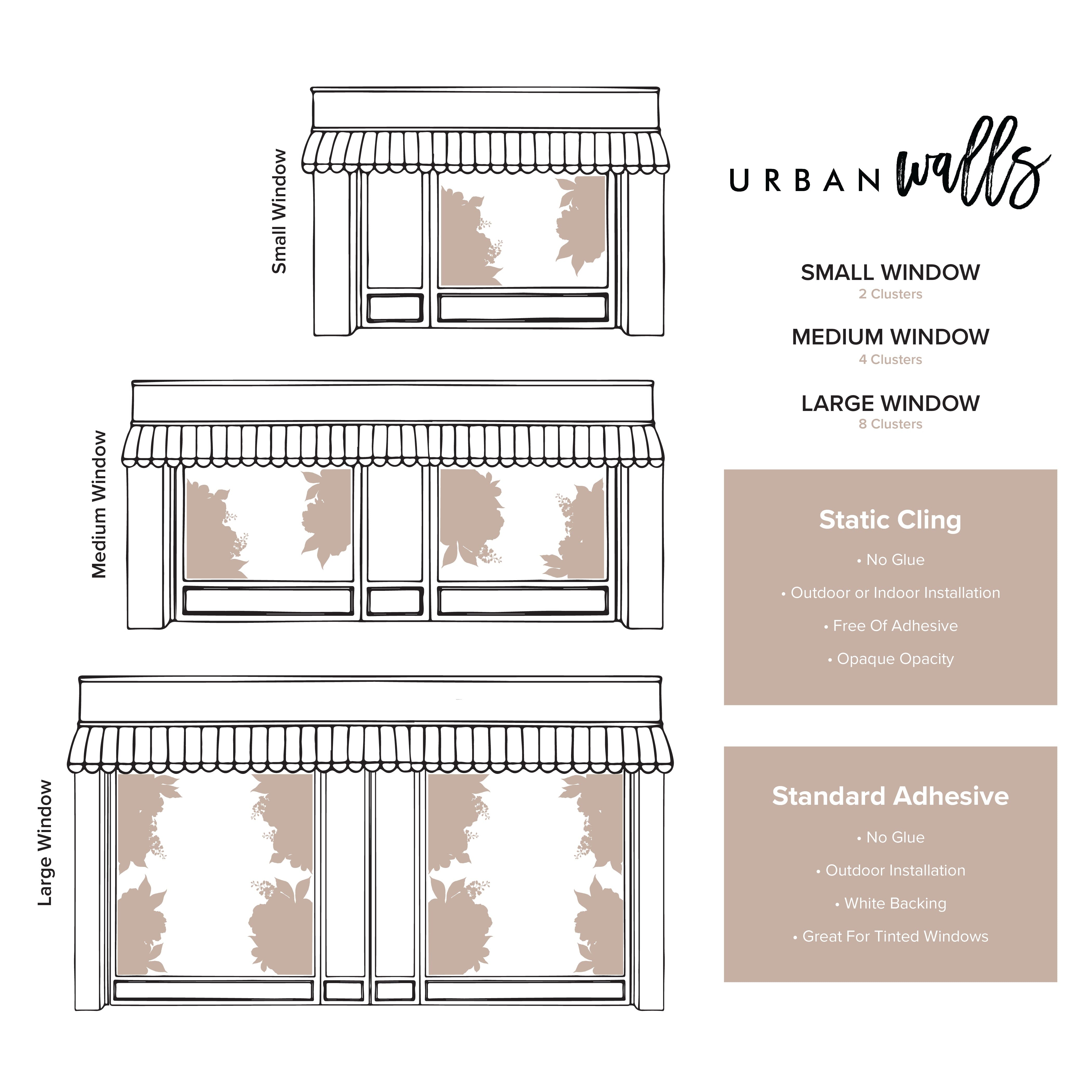 Vintage Floral Window Decals Decals Urbanwalls