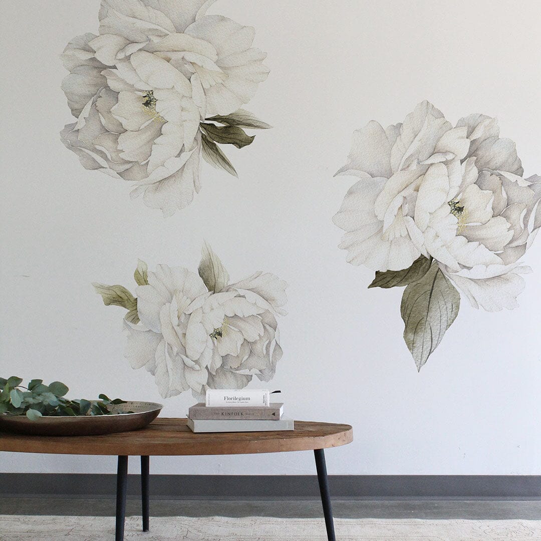 White Peonies Wall Decals Decals Urbanwalls Standard Wall Quarter Order