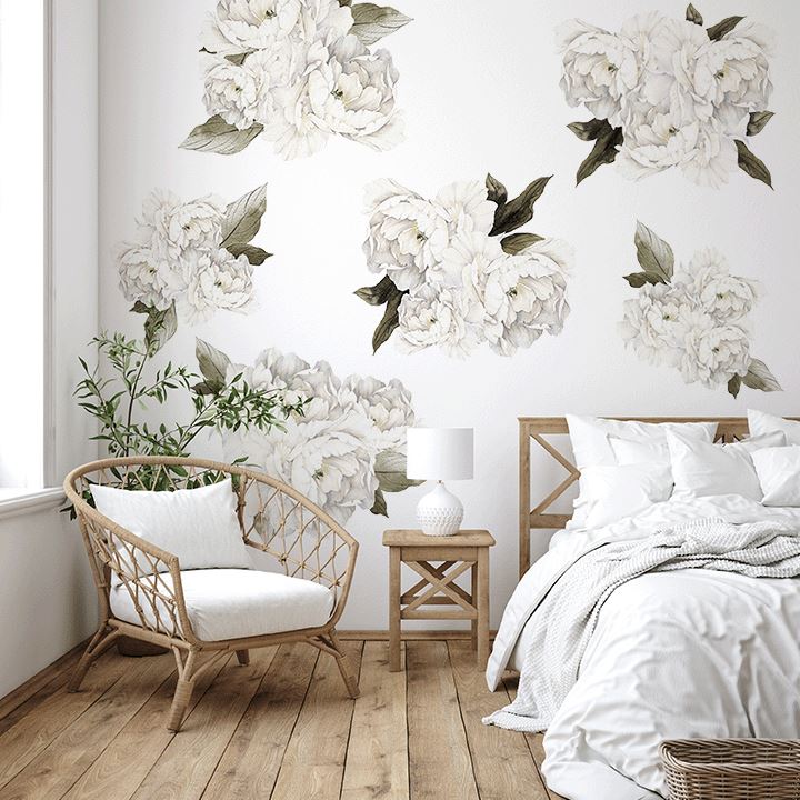 White Peony Wall Decal Clusters Decals Urbanwalls Textured Wall Full Order