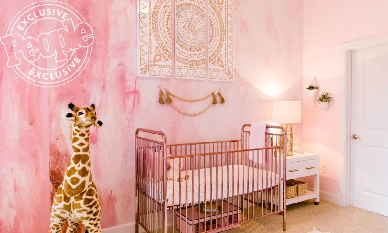 A Soft Pink Peel and Stick Wall Mural for a Nursery