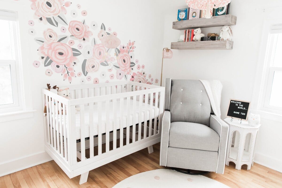 Made in Canada Floral Wall Decals for a Soft Pink Nursery