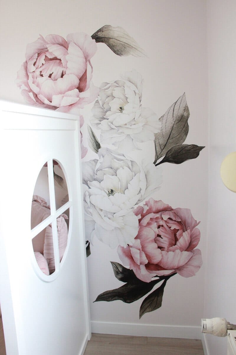 Made in Canada Pink Peony Wall Decals for a Girls Room