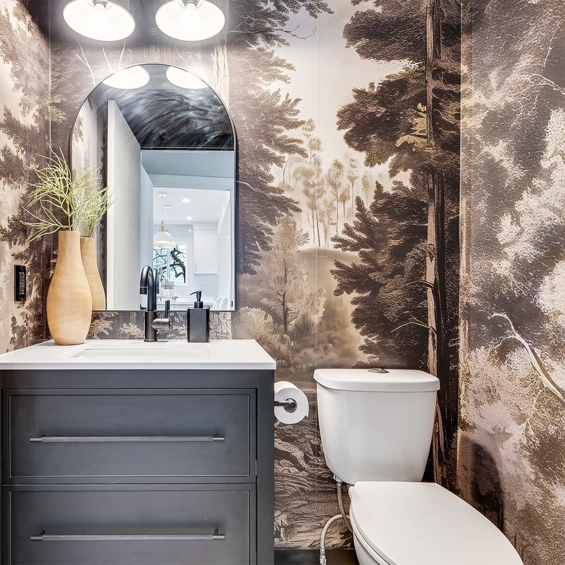 Nature-Inspired Wall Mural for Canadian Homes: Enchanted Forest in the Powder Room