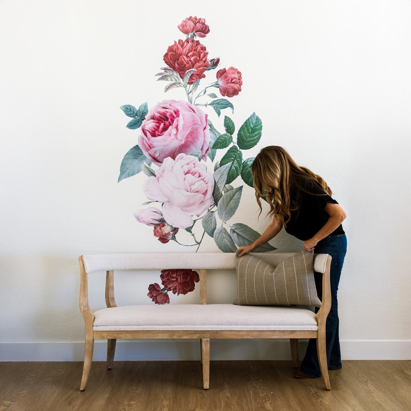 Blush Rose Floral Wall Decal Decals Urbanwalls 