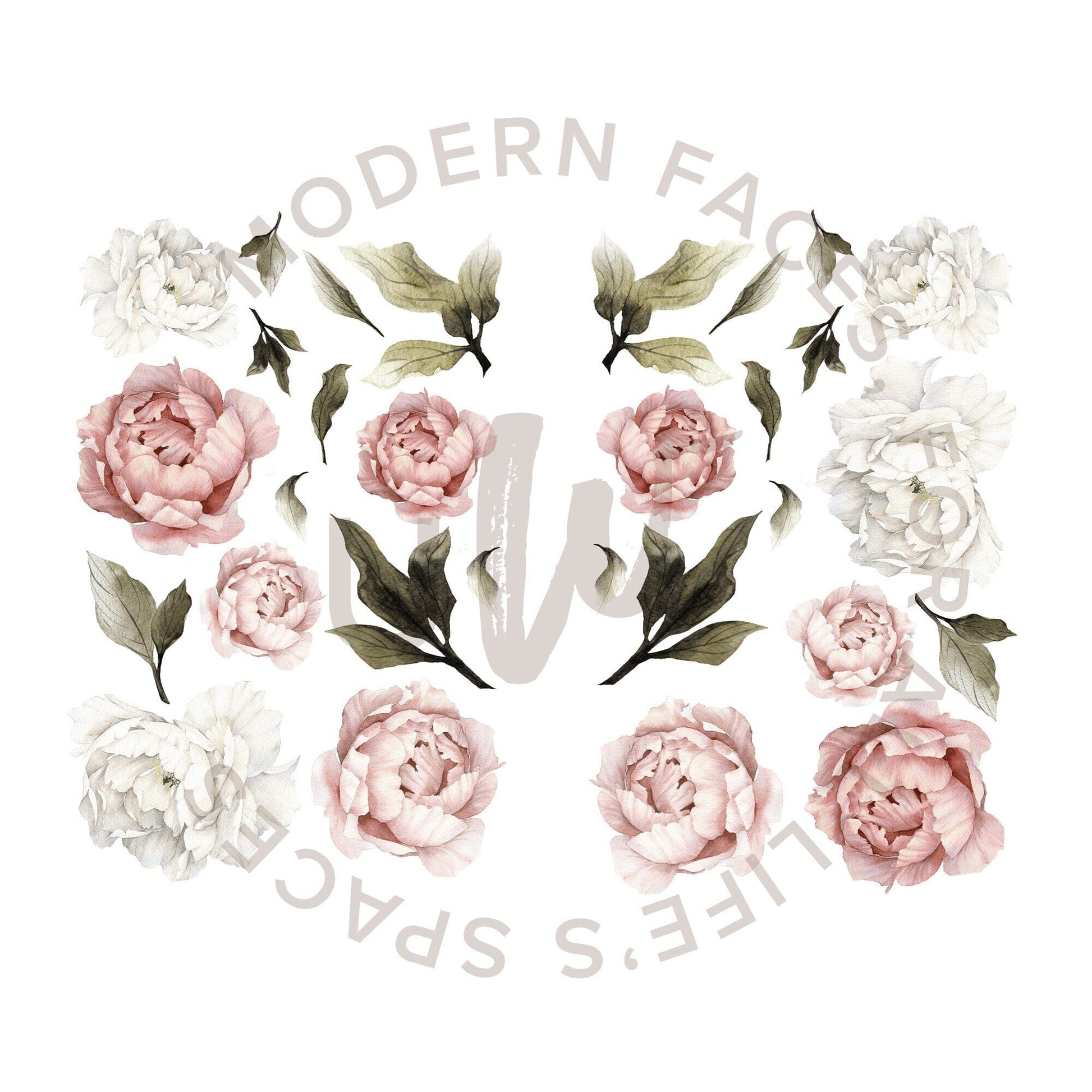 Blushing Peonies Wall Decals Decals Urbanwalls Full Wall Pack Blushing 