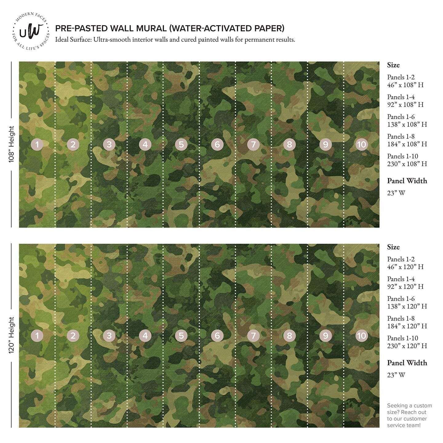 Camouflage Wall Mural Murals Urbanwalls Traditional Pre-pasted 46" X 108" Brown