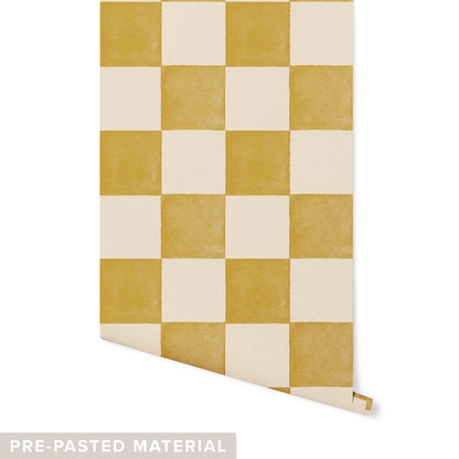 Checkered Wallpaper Wallpaper Urbanwalls Pre-pasted DOUBLE ROLL : 46" X 4 FEET Brown
