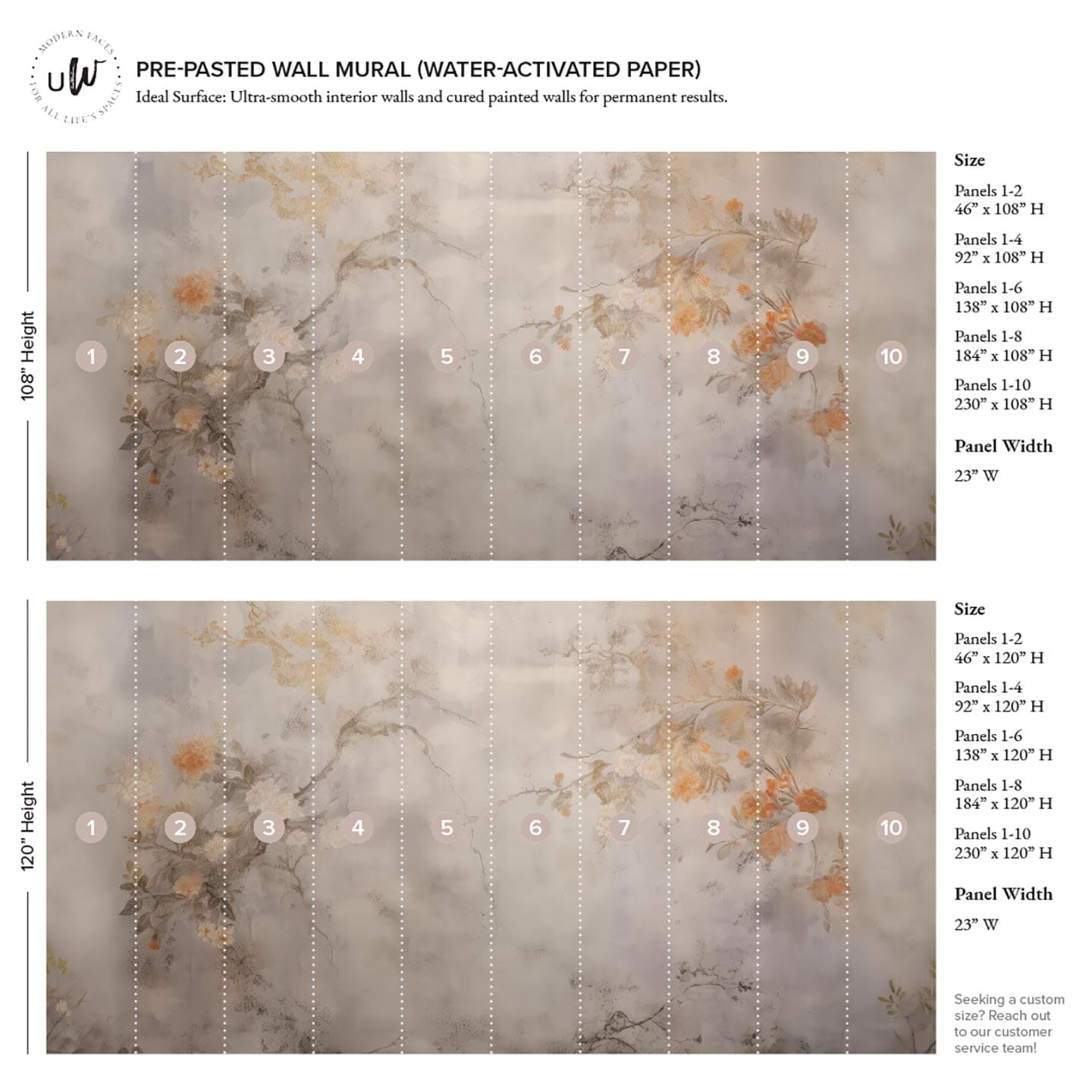 Concrete Garden Wall Mural Murals Urbanwalls Traditional Pre-pasted 46" X 108" Grey