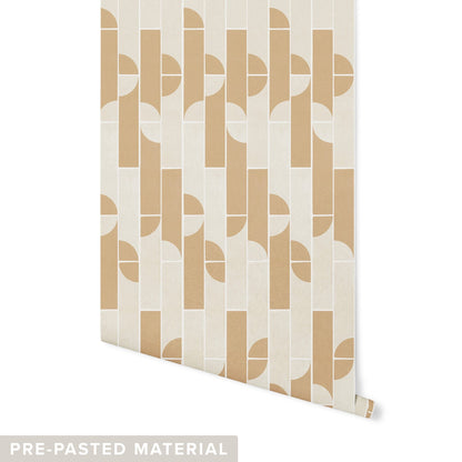 Curved Tile Wallpaper Wallpaper Urbanwalls Pre-pasted DOUBLE ROLL : 46" X 4 FEET Brown