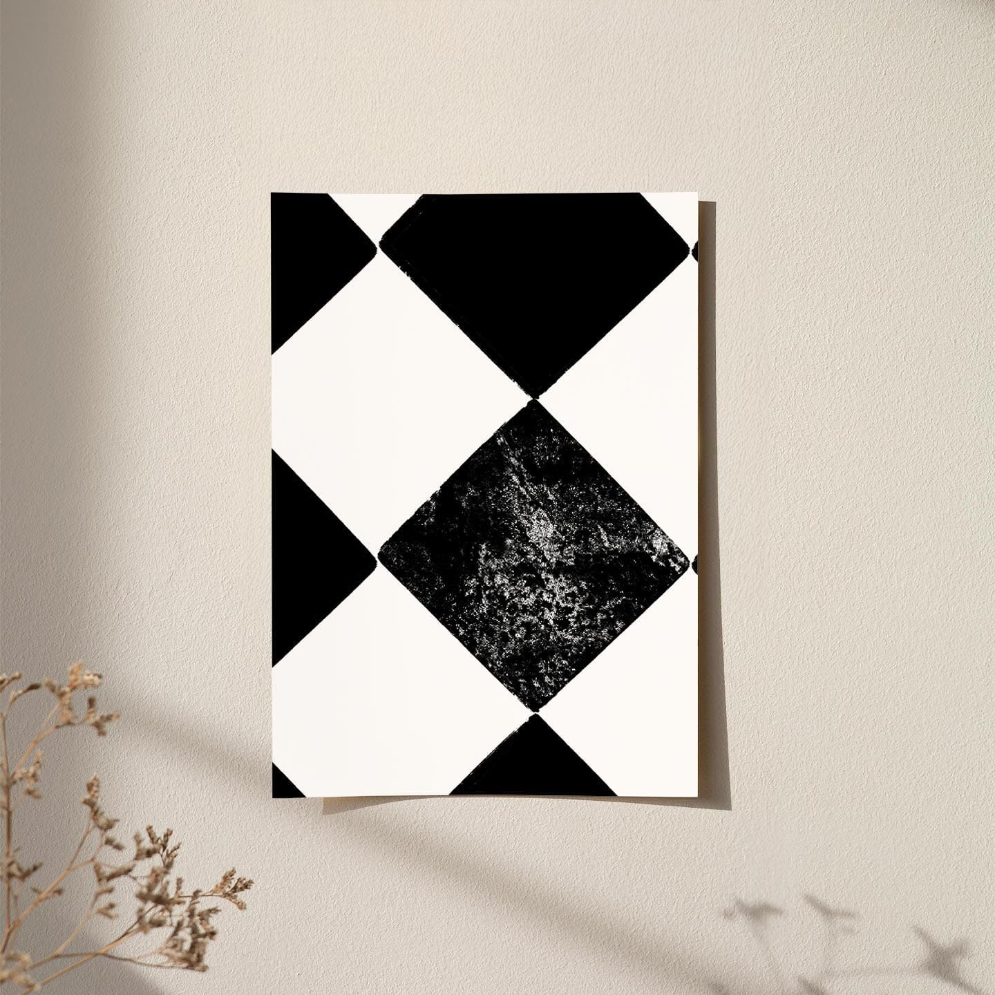 Diamond Check Wallpaper Wallpaper Ginger Hamilton Peel & Stick Sample Black