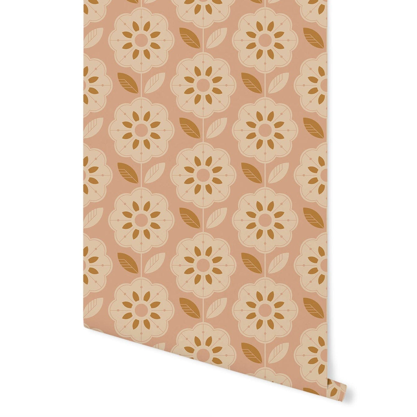 Fleur Wallpaper Wallpaper Urbanwalls Standard Wall Pink & Brown DOUBLE ROLL : 46" X 4 FEET