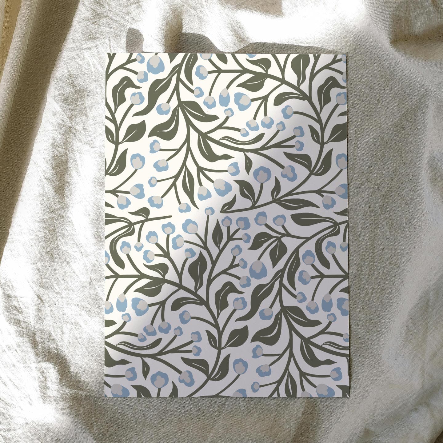 Floral Vine Wallpaper Wallpaper Urbanwalls Standard Wall Blue & White Sample