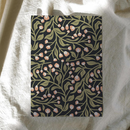 Floral Vine Wallpaper Wallpaper Urbanwalls Standard Wall Blush & Dark Green Sample