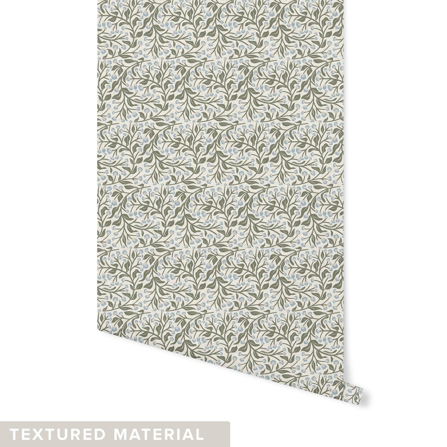 Floral Vine Wallpaper Wallpaper Urbanwalls Textured Wall Blue & White DOUBLE ROLL : 42" X 4 FEET