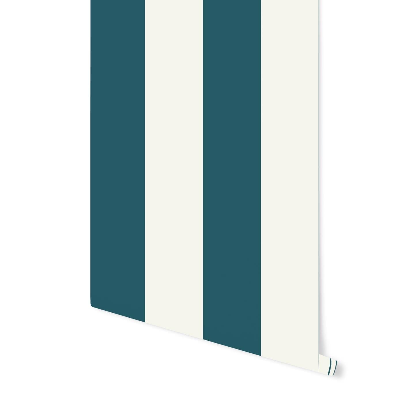 Large Stripe Wallpaper Wallpaper Monika Hibbs Peel & Stick 4 FEET Teal