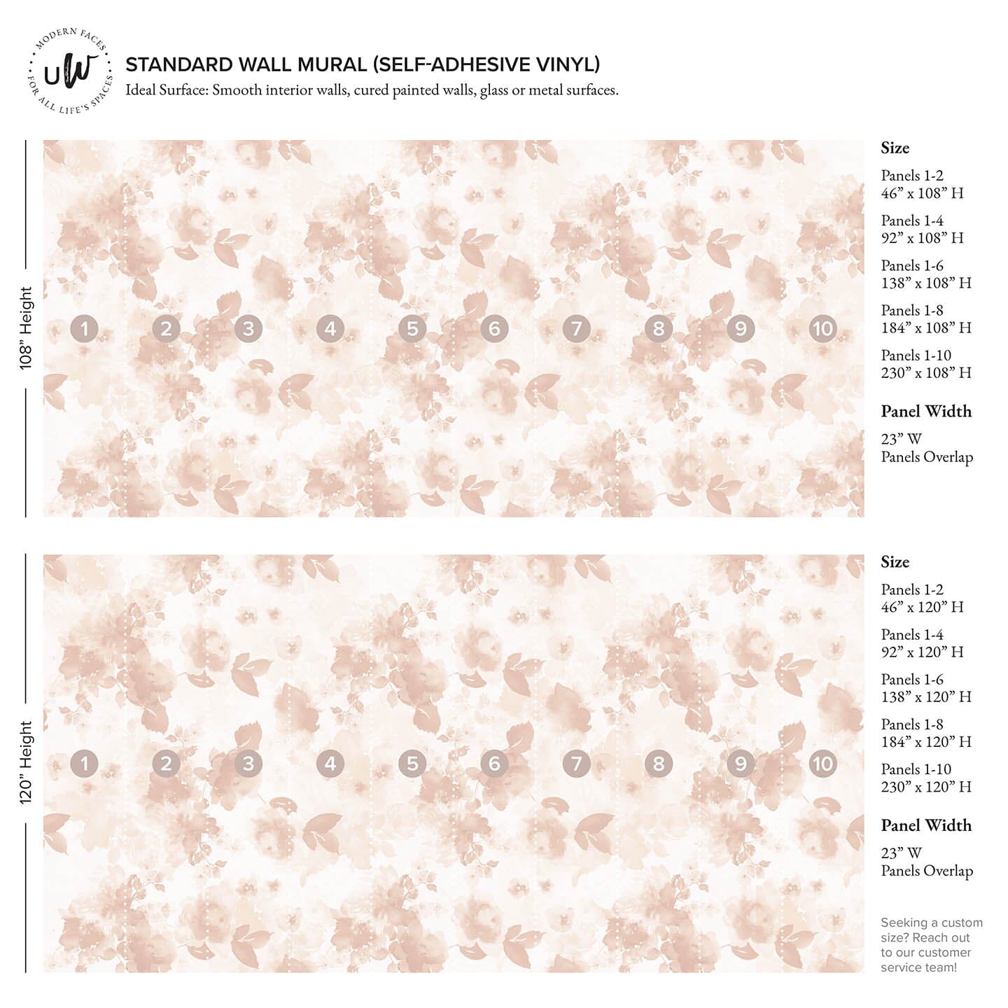 Marigold Mural in Blush Murals Urbanwalls Standard Wall 46" X 108" Blush