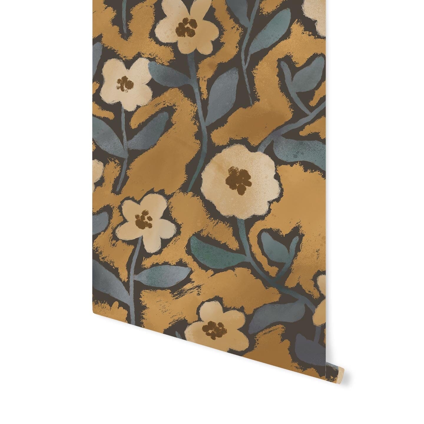 Painterly Floral Wallpaper Wallpaper Coley Arnold Peel & Stick 4 FEET Ochre