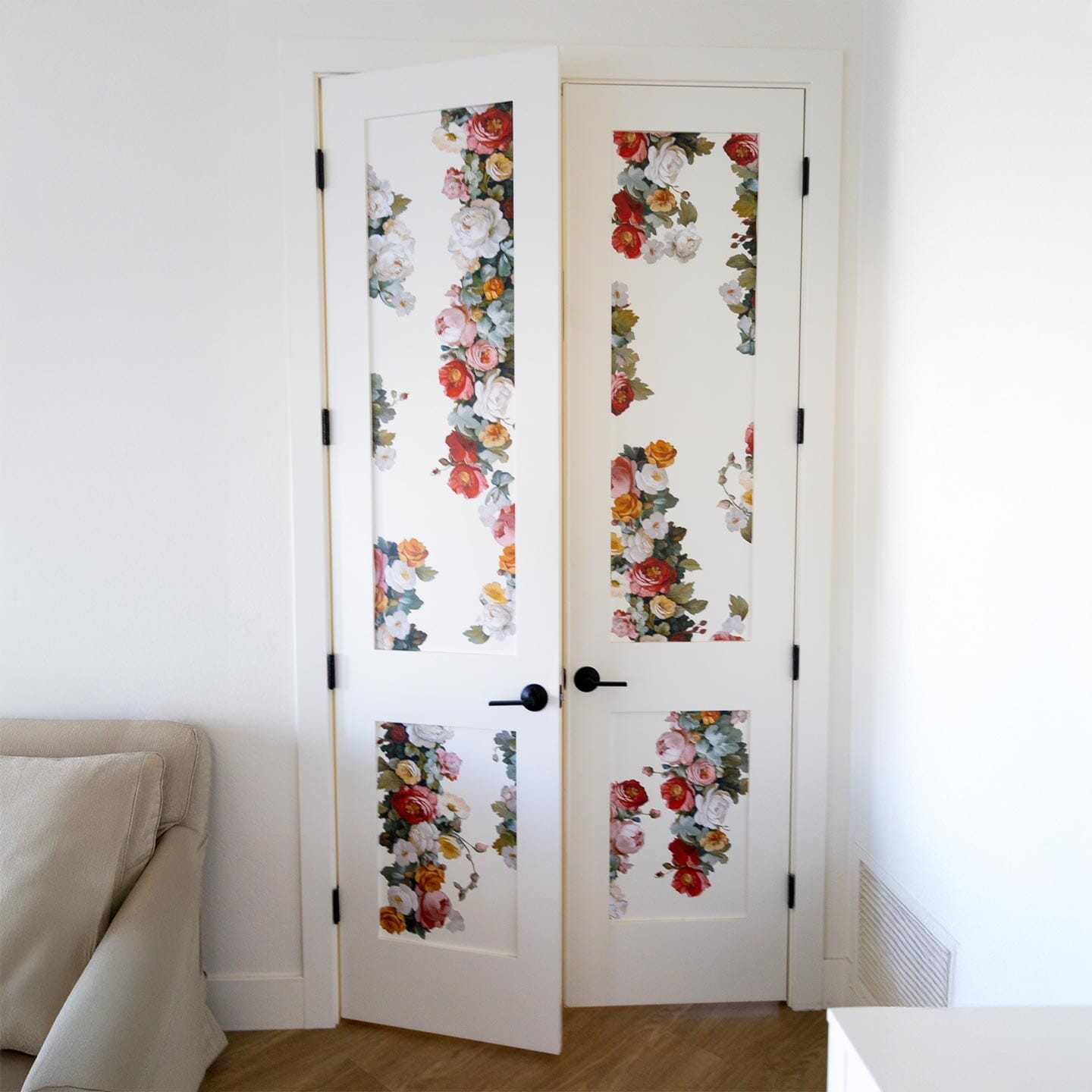 Pastel Floral Garland Wall Decals Decals Urbanwalls Accent Wall | 3 decals | Covers a smaller wall or partial space | Pastel 