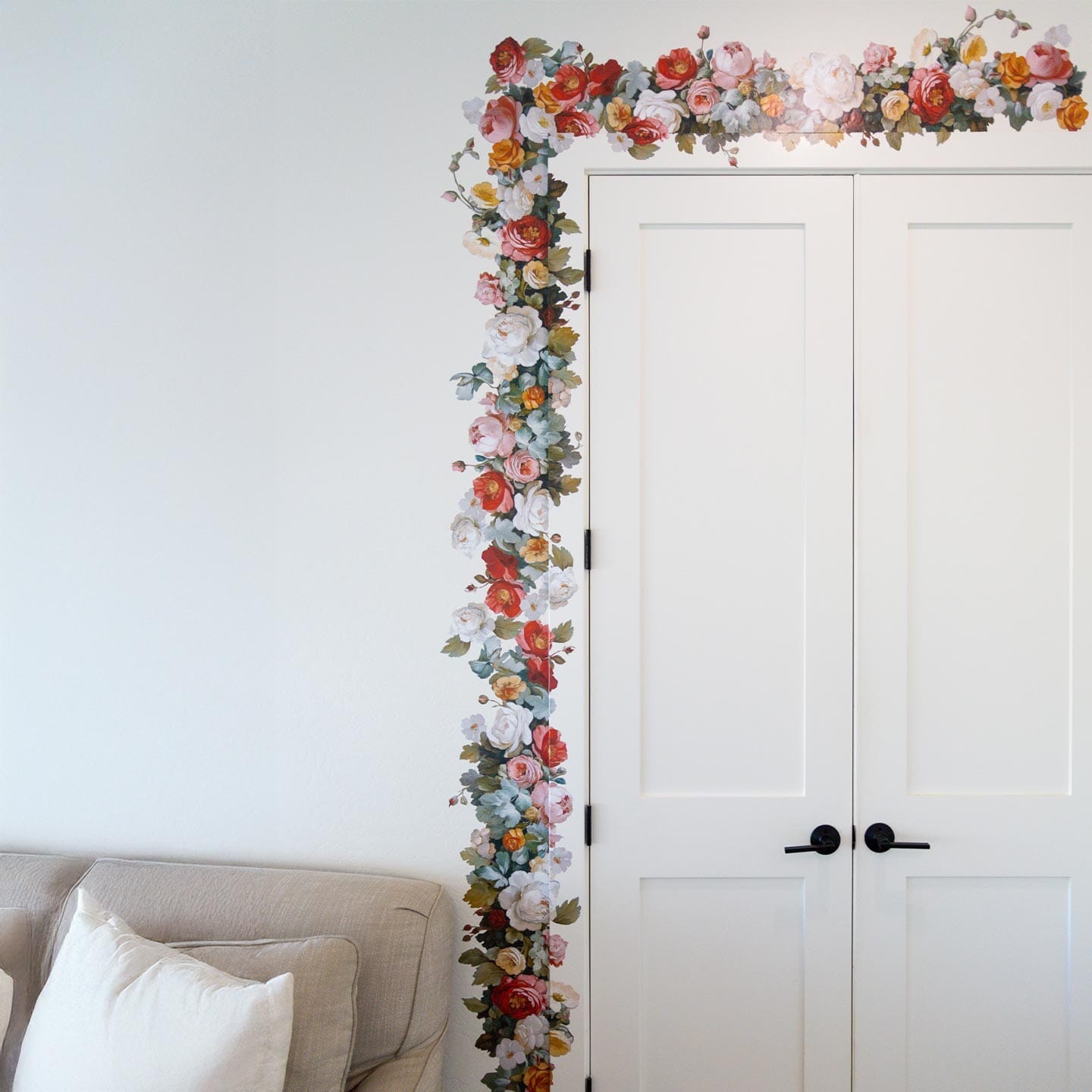 Pastel Floral Garland Wall Decals Decals Urbanwalls Feature Wall | 6 decals | Covers one full wall | Most Popular | Pastel 