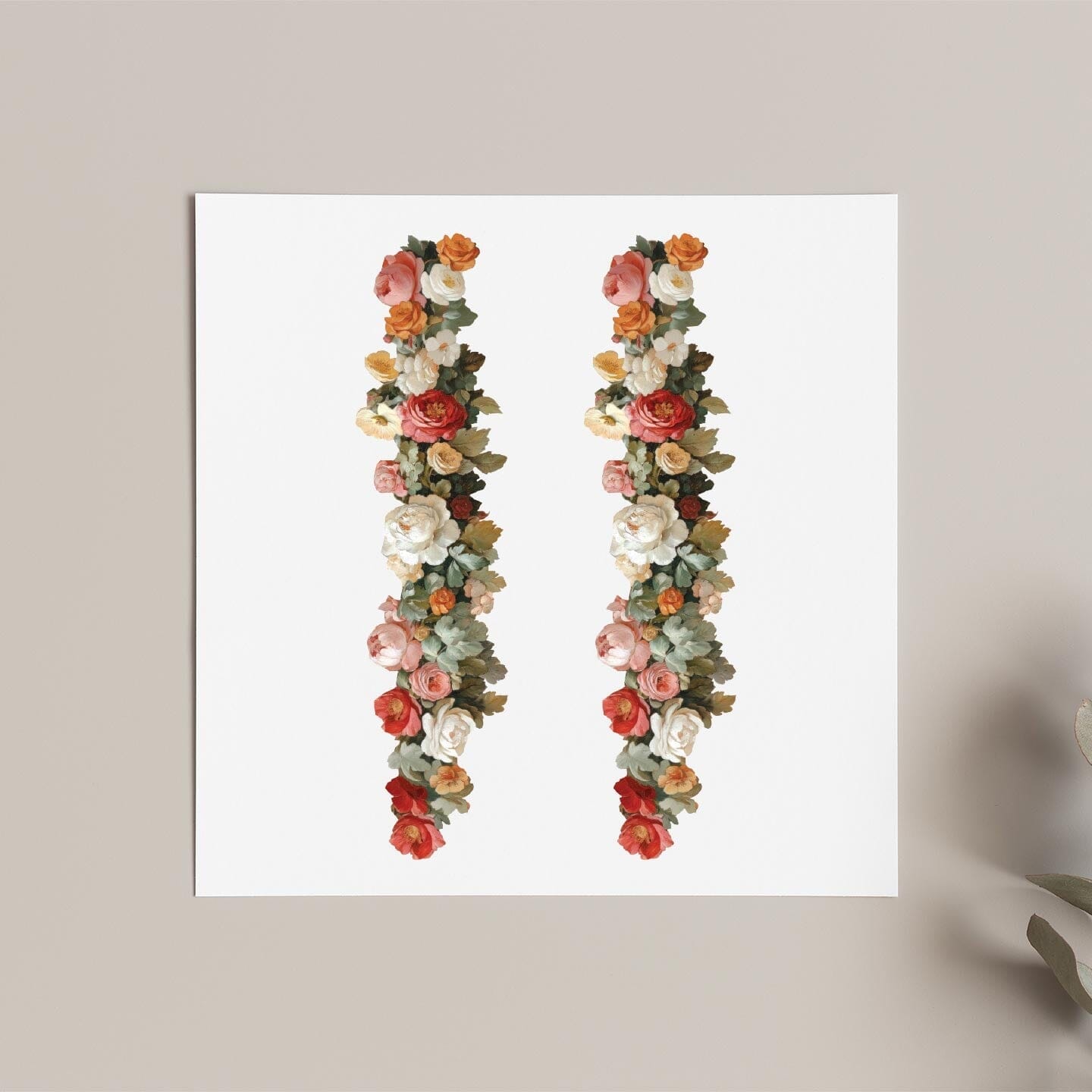 Pastel Floral Garland Wall Decals Decals Urbanwalls Sample | 1–2 reduced decals | Test color and adhesion before ordering | Pastel 