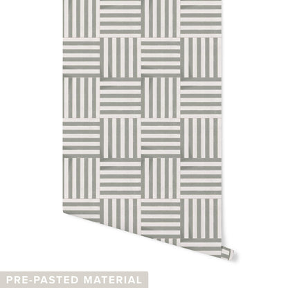 Striped Tile Wallpaper Wallpaper Urbanwalls Pre-pasted DOUBLE ROLL : 46" X 4 FEET Green