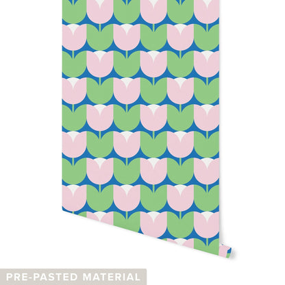 Tulip Kisses Wallpaper Wallpaper Sunny Circle Studio Pre-pasted DOUBLE ROLL : 46" X 10 FEET Bright
