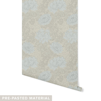 Water Lily Wallpaper Wallpaper Mia Parres Pre-pasted Mineral Blue DOUBLE ROLL : 46" X 4 FEET