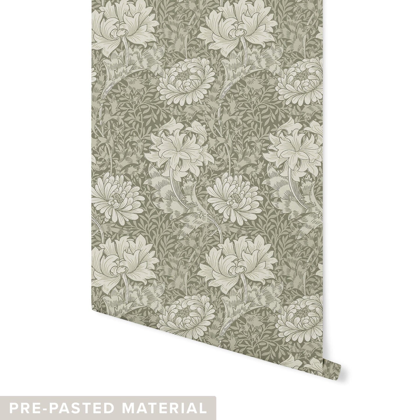 Water Lily Wallpaper Wallpaper Mia Parres Pre-pasted Moss DOUBLE ROLL : 46" X 4 FEET