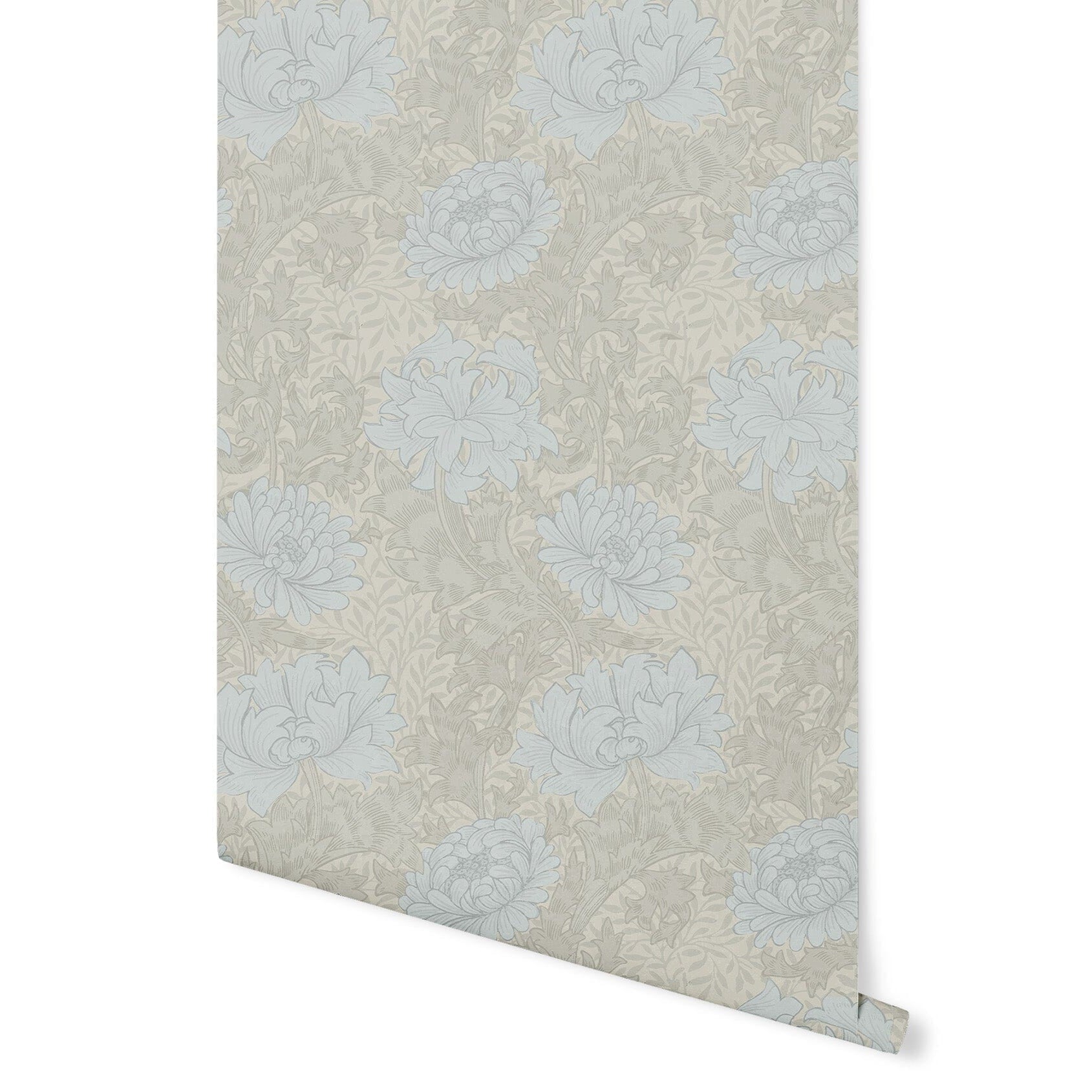 Water Lily Wallpaper Wallpaper Mia Parres Standard Wall Mineral Blue DOUBLE ROLL : 46" X 4 FEET