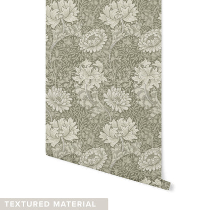 Water Lily Wallpaper Wallpaper Mia Parres Textured Wall Moss DOUBLE ROLL : 42" X 4 FEET