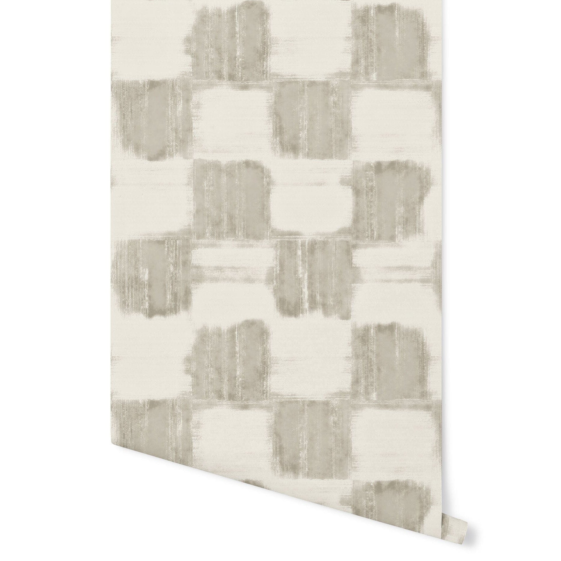 Watercolor Checker Wallpaper Wallpaper Kristen Forgione Peel & Stick 46" X 4 FEET Khaki Oat