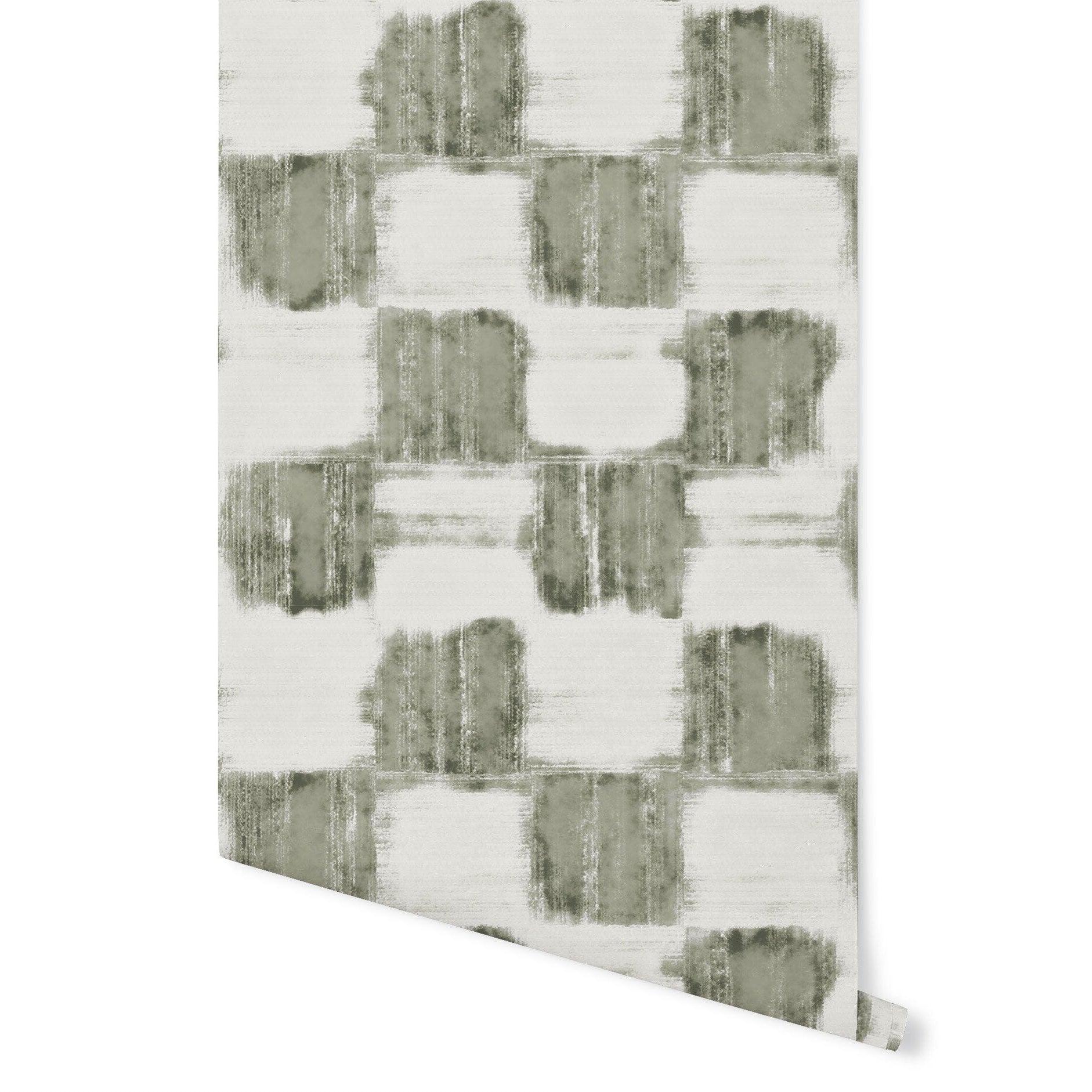 Watercolor Checker Wallpaper Wallpaper Kristen Forgione Peel & Stick 46" X 4 FEET Moss