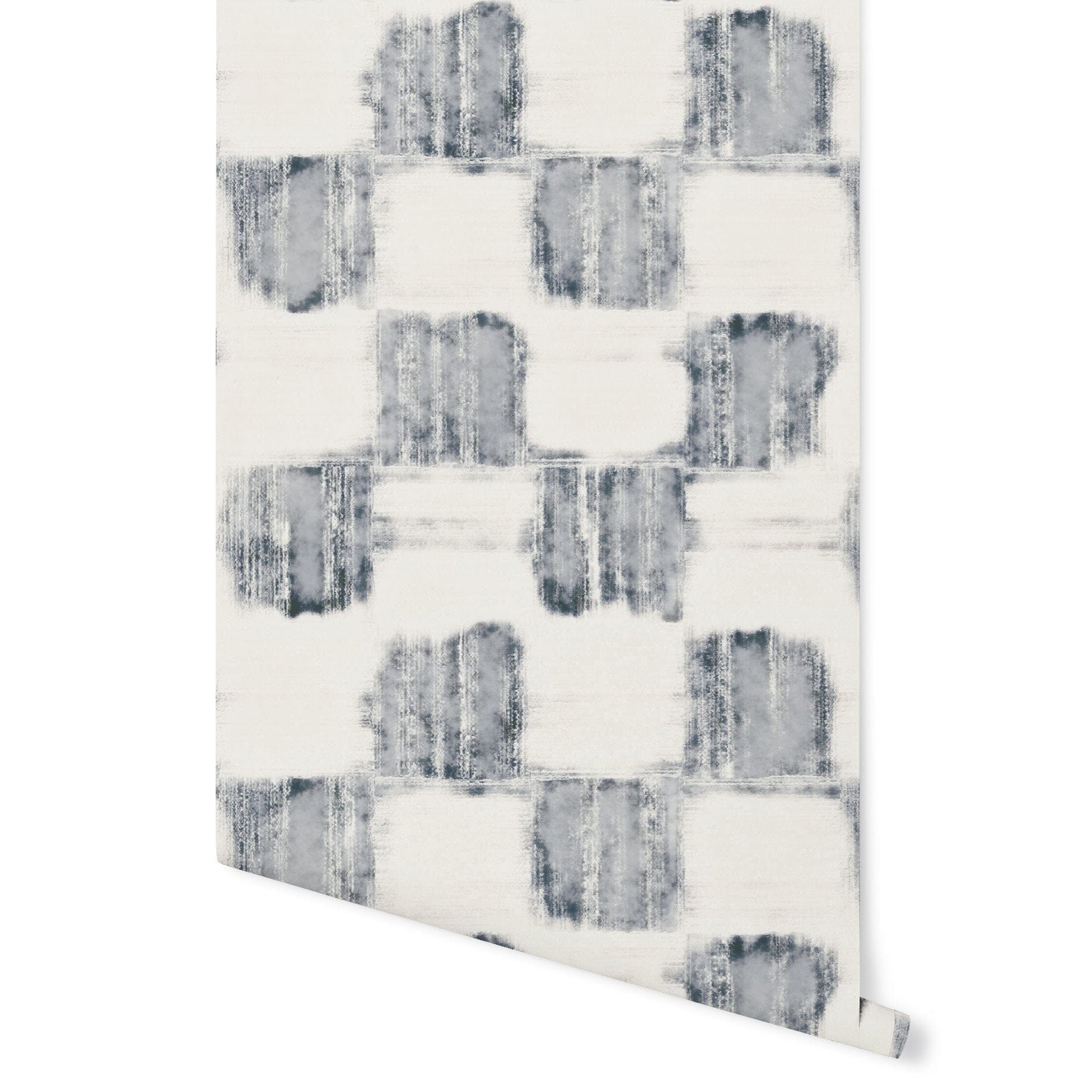 Watercolor Checker Wallpaper Wallpaper Kristen Forgione Peel & Stick 46" X 4 FEET Washed Denim