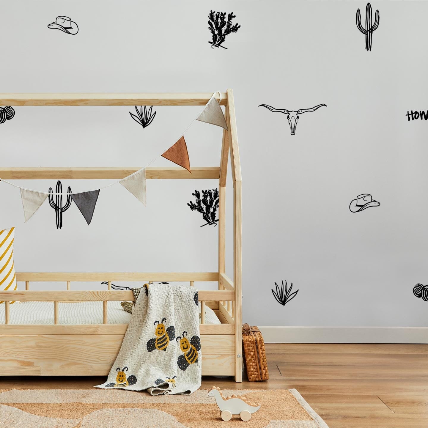 Western Desert Wall Decals Decals Ginger Hamilton Standard Wall Half Order Black