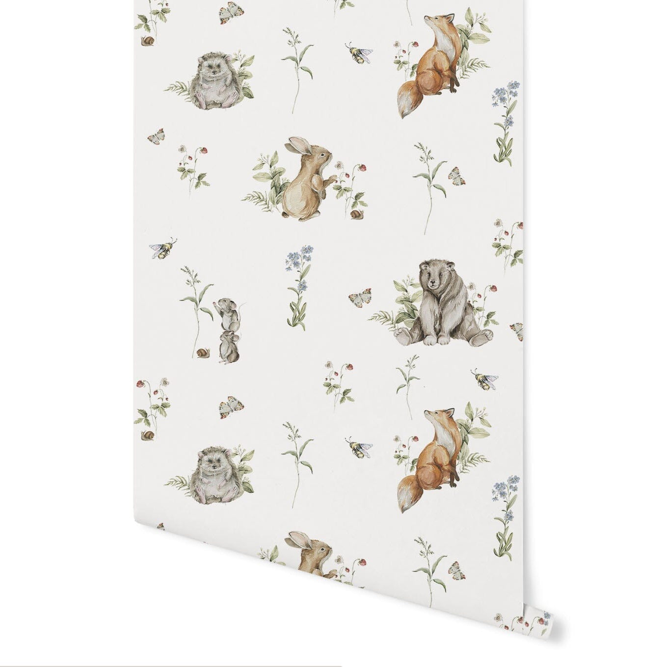 Woodland Animal Wallpaper Wallpaper Urbanwalls Pre-pasted DOUBLE ROLL : 46" X 4 FEET 