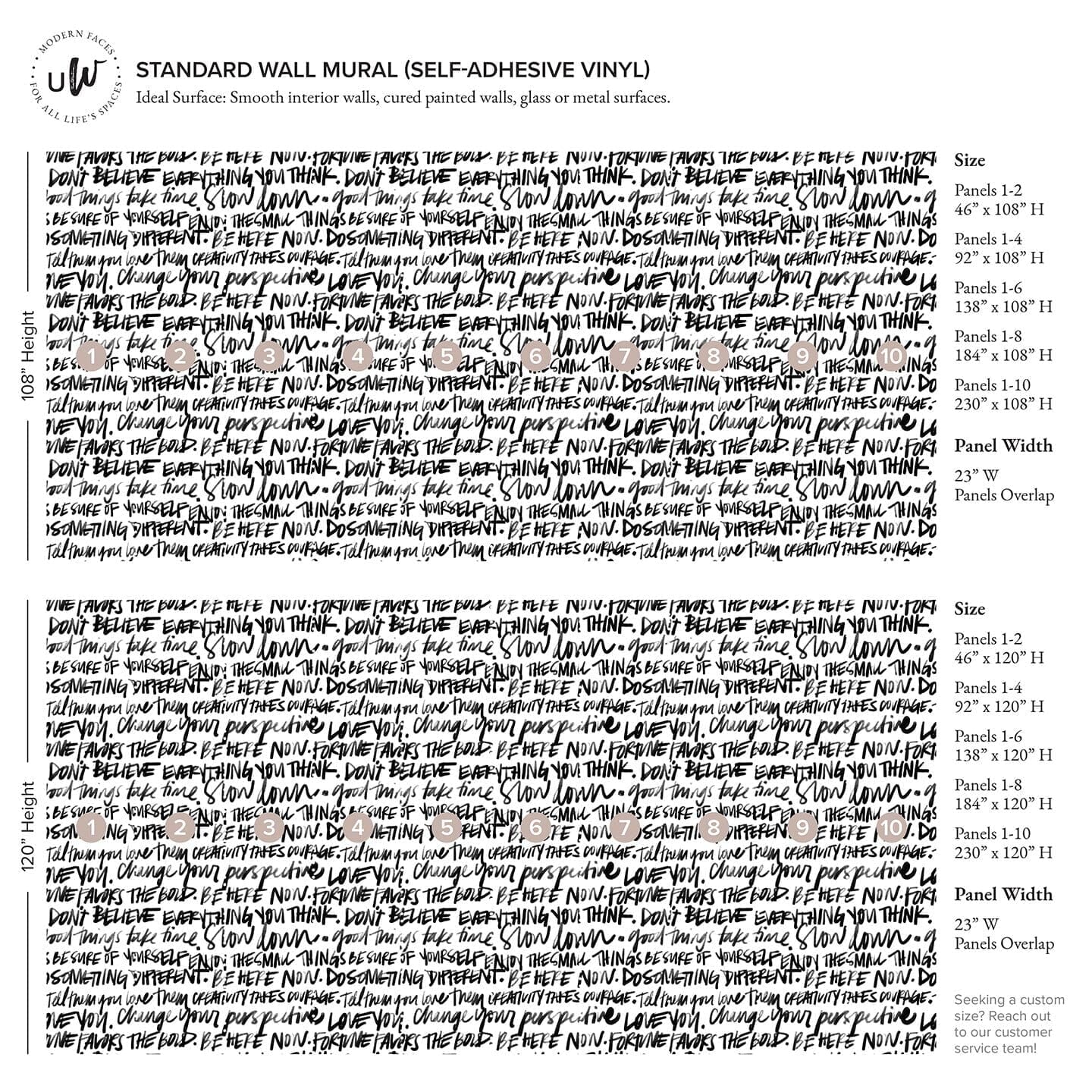 Written Word Wall Mural Murals Ginger Hamilton Peel & Stick 46" X 108" Black