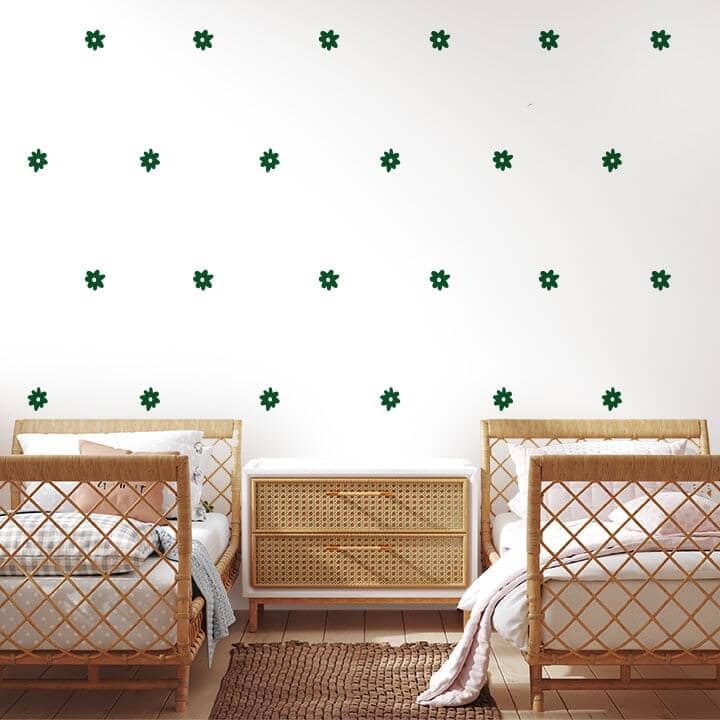 3 Inch Whimsy Daisy Wall Decals Decals Urbanwalls Dark Green 