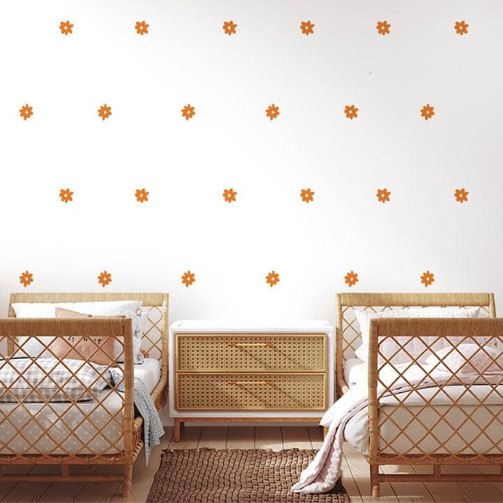 3 Inch Whimsy Daisy Wall Decals Decals Urbanwalls Orange 