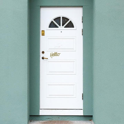 A Little Hello Door Decal Decals Urbanwalls Gold (Metallic) 