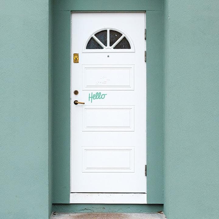 A Little Hello Door Decal Decals Urbanwalls Mint 