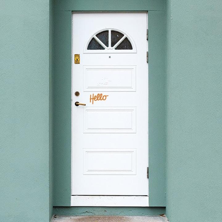 A Little Hello Door Decal Decals Urbanwalls Orange 