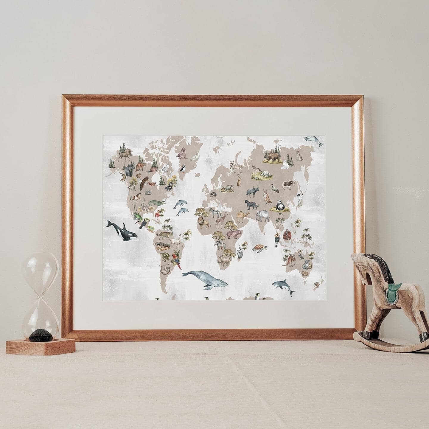 Animal World Map Wall Mural Murals Urbanwalls Standard Wall Sample Neutral