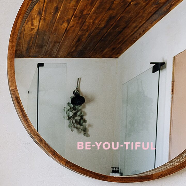 BE-YOU-TIFUL Mirror Decal Decals Urbanwalls Soft Pink 