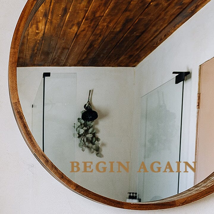 Begin Again Mirror Decal Decals Urbanwalls Serif Copper (Metallic) 