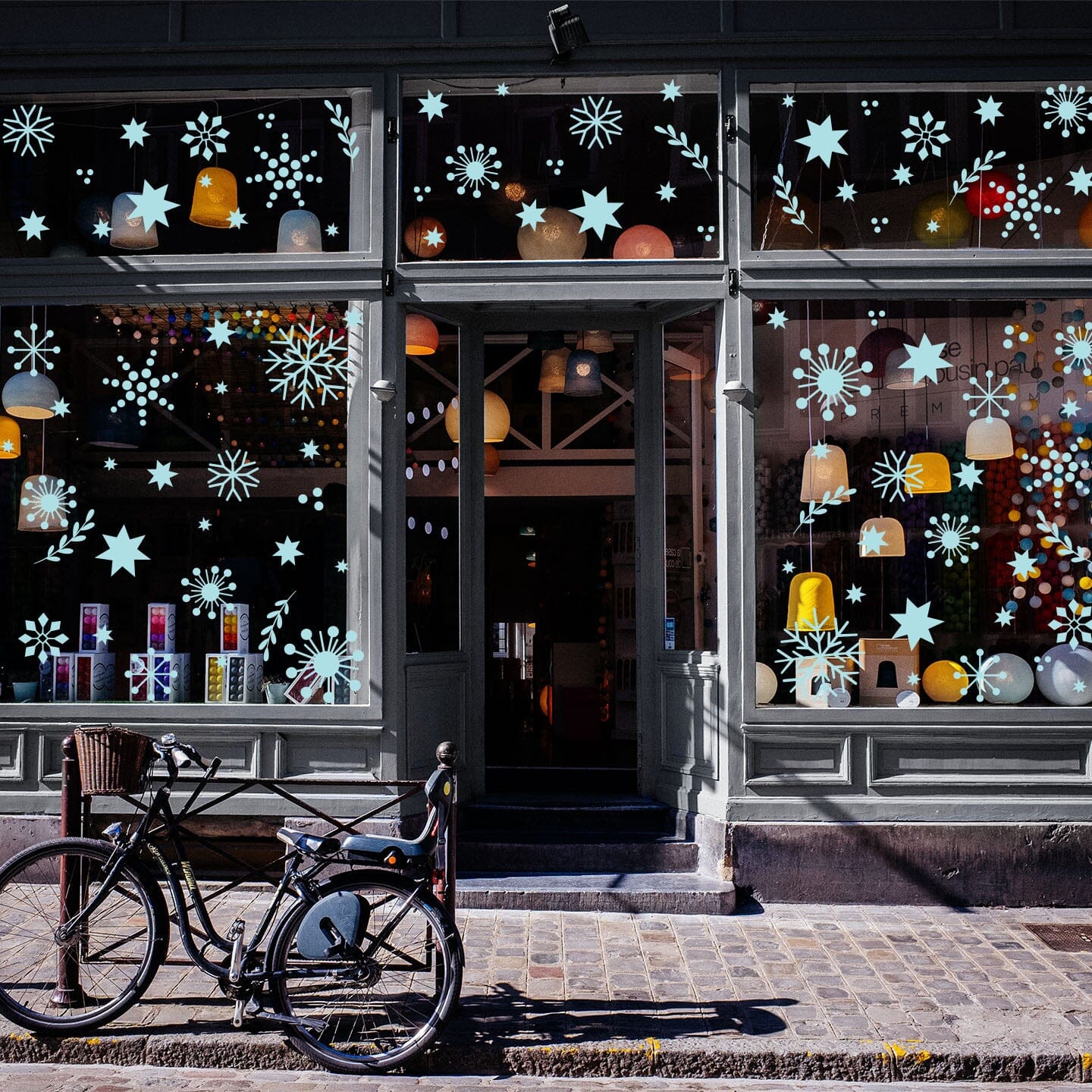 Christmas Cheer Window Decals Decals Urbanwalls Baby Blue Medium Window 