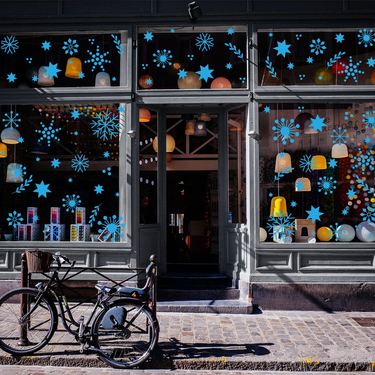 Christmas Cheer Window Decals Decals Urbanwalls Blue Medium Window 